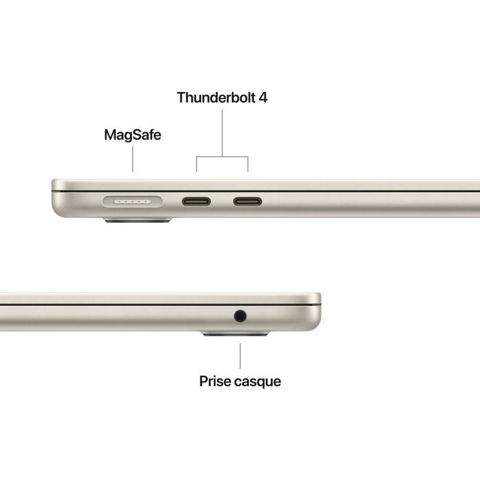 Apple - 13,6 MacBook Air M5 (2026) - RAM 16Go - Stockage 512Go - CPU 10 coeurs - GPU 8 coeurs - Lumiere Stellaire