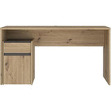 Bureau droit MODULTRICK - Chene/Gris foncé - 140 x 52,7 x 72,5 cm
