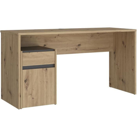 Bureau droit MODULTRICK - Chene/Gris foncé - 140 x 52,7 x 72,5 cm