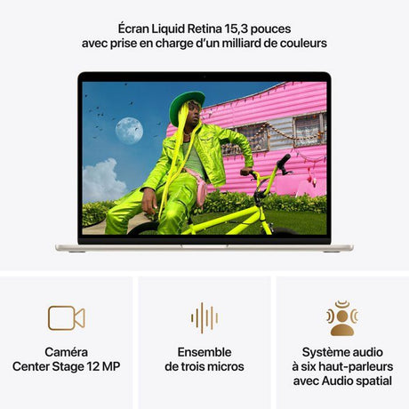 Apple - 15,3 MacBook Air M5 (2026) - RAM 16Go - Stockage 512Go - CPU 10 coeurs - GPU 10 coeurs - Lumiere Stellaire