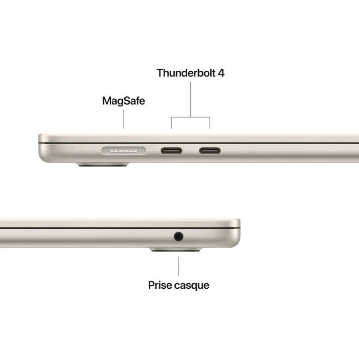 Apple - 15,3 MacBook Air M5 (2026) - RAM 16Go - Stockage 512Go - CPU 10 coeurs - GPU 10 coeurs - Lumiere Stellaire