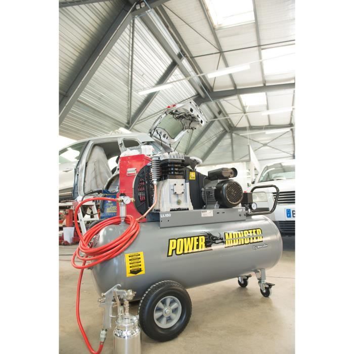 MECAFER Compresseur 150 L 3HP Bicylindre courroie 10 bars Semi Pro PowerMonster - 425200
