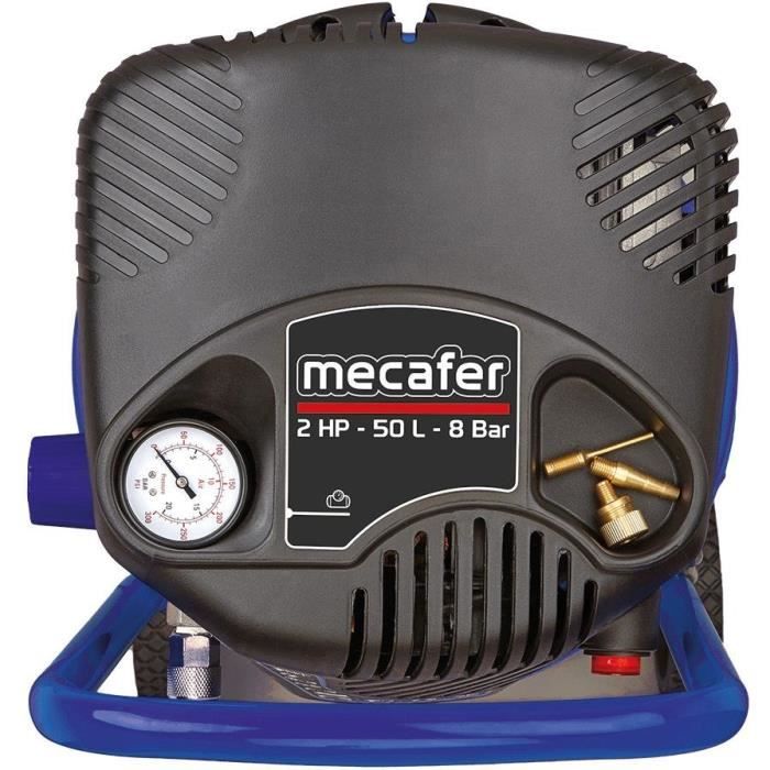 Compresseur vertical - MECAFER - 425790 - 50 L - Bleu coaxial - Sans huile