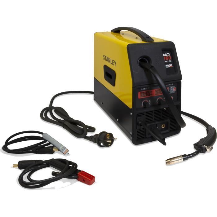 Poste a souder Inverter VIP 160A Multi Process 3 en 1 - STANLEY - MMA, MIG GAZ, MIG NO GAZ - 6mm - Jaune