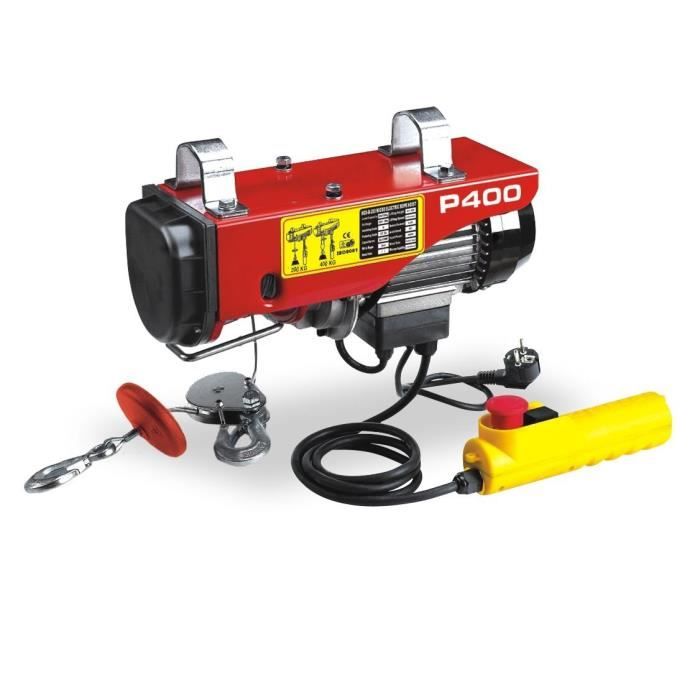 Palan électrique MECAFER 400kg avec télécommande et poulie de mouflage