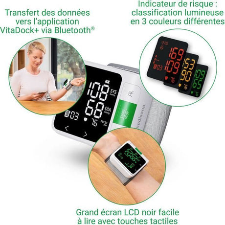 Tensiometre de poignet connecté - MEDISANA - BW 360 - 1,5 V - Dispositif médical certifié - Blanc