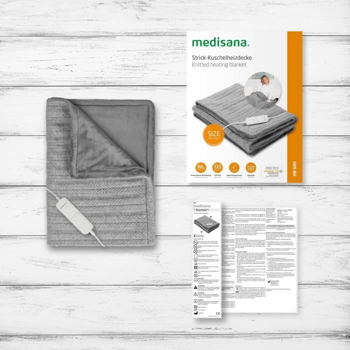 Couverture chauffante reversible en maille - MEDISANA - HB 680 - Chauffe rapide 120 W - Arret auto