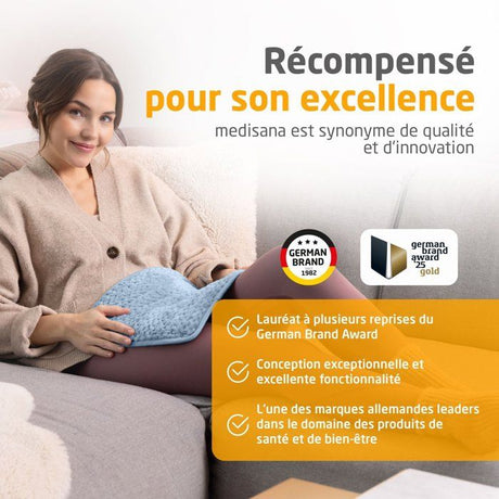 Coussin chauffant ultra doux - MEDISANA - HP 515 - 100 W - 4 réglages - Bleu
