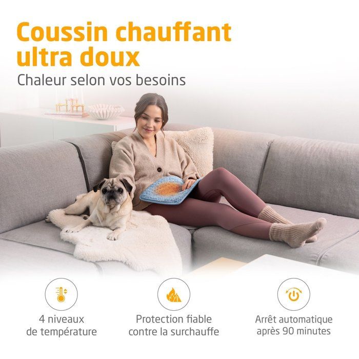 Coussin chauffant ultra doux - MEDISANA - HP 515 - 100 W - 4 réglages - Bleu