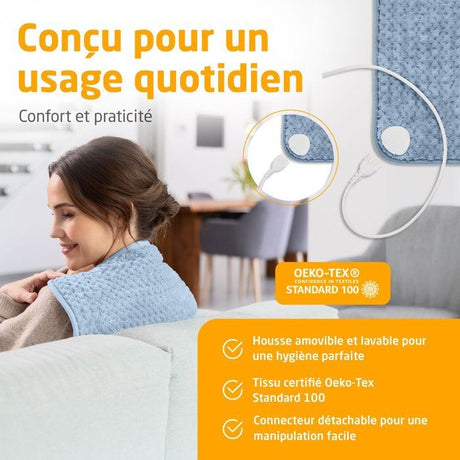Coussin chauffant ultra doux - MEDISANA - HP 515 - 100 W - 4 réglages - Bleu