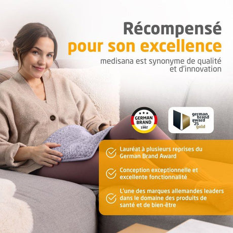 Coussin chauffant ultra doux - MEDISANA - HP 518 - 100 W - 4 réglages - Violet