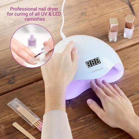 Lampe 2-en-1 ongles - MEDISANA - ND 880 - LED et UV - Ecran - minuterie - Capteur on/off auto - Blanc