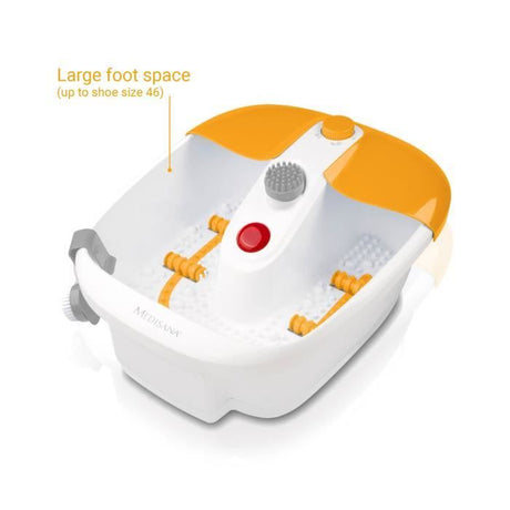 Medisana Bain de Pieds avec Massage de la Zone Réflexe des Pieds, Bain de Pieds avec fonction maintien de la température eau chaude