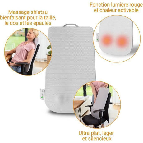 Dossier de massage - MEDISANA - MC 600 - Ultra-fin - Shiatsu et chauffant - 4 programmes - Blanc