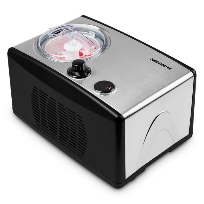 Sorbetiere Yaourtiere - MEDION MD18387 – 150W – de -18 a -35°C – 1,5L de glace – Écran LCD – Noir/Alu