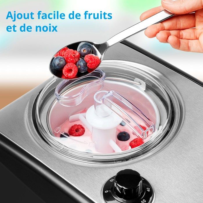 Sorbetiere Yaourtiere - MEDION MD18387  150W  de -18 a -35°C  1,5L de glace  Écran LCD  Noir/Alu