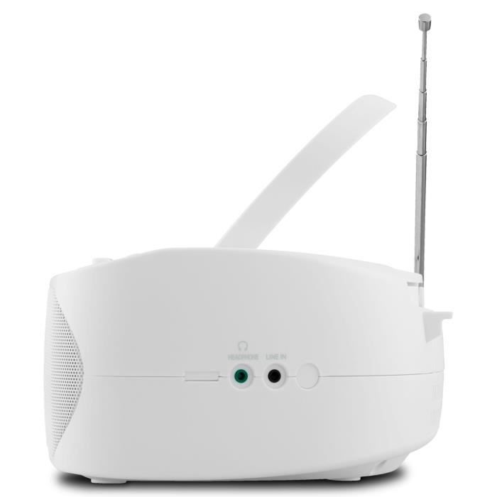 Radio CD K7 - MEDION - FM - 2x3W RMS - Blanc