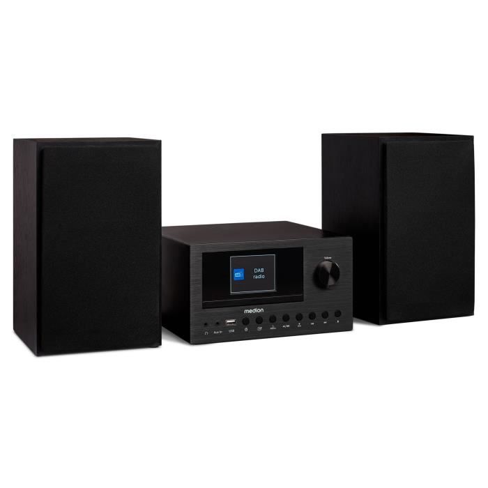 Mini Chaîne HiFi - MEDION - Radio Internet DAB/FM - Lecteur CD - 2x150W - Noir
