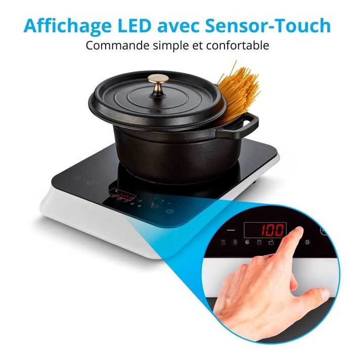 Plaque de cuisson a induction posable - MEDION - 1 feu - 2000 W - 29 x 38,5 x 6,3 cm - MD18490