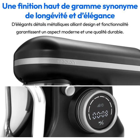 Robot pâtissier - MEDION - MD18420 - 1200 W - 5 L - 8 vitesses - Bol a glace - Noir