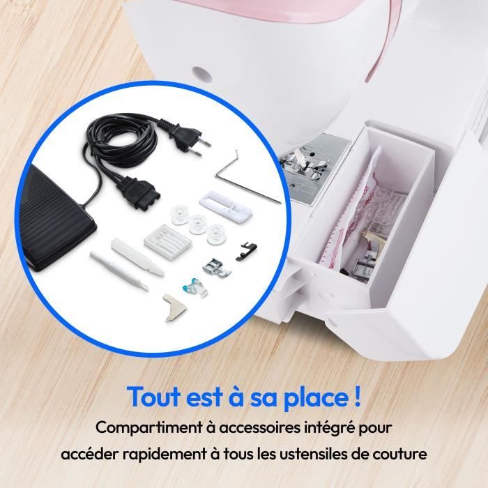 Machine a Coudre - MEDION - SM 60 - 62W - 24 Points + Points Doubles - 700 tr/min - LED - Rose