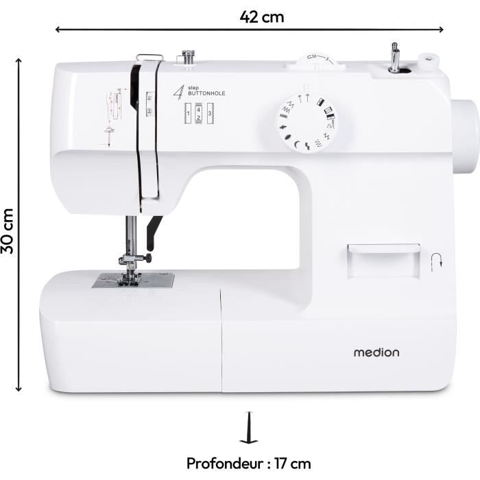 Machine a Coudre - MEDION - SM 70 - 71W - 12 Points - 700 tr/min - LED - Blanc