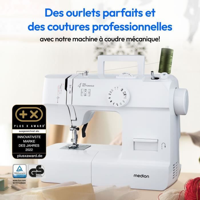 Machine a Coudre - MEDION - SM 70 - 71W - 12 Points - 700 tr/min - LED - Blanc