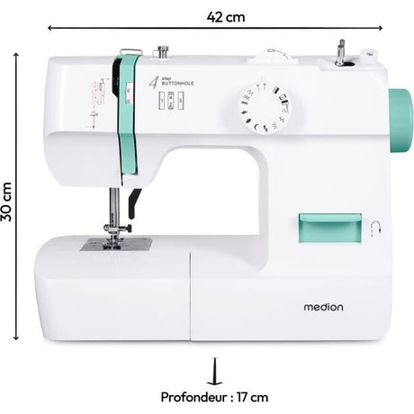 Machine a Coudre - MEDION - SM 70 - 71W - 12 Points - 700 tr/min – LED - Turquoise