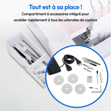 Surjeteuse - MEDION - SO 90 - 91W - Type d'aiguille 11, 14, 16 - 1200 tr/min - LED - Rose