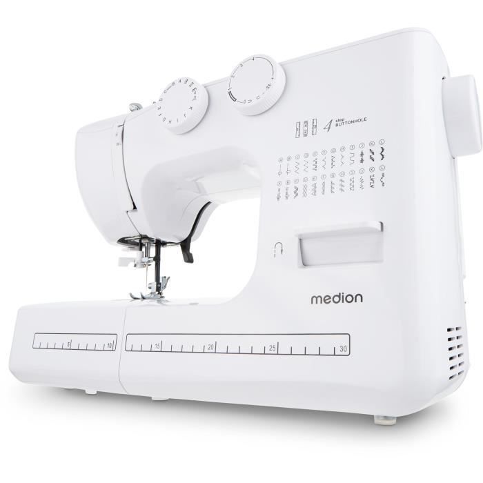 Machine a Coudre - MEDION - SM 60 - 62W - 24 Points + Points Doubles - 700 tr/min - LED - Blanc