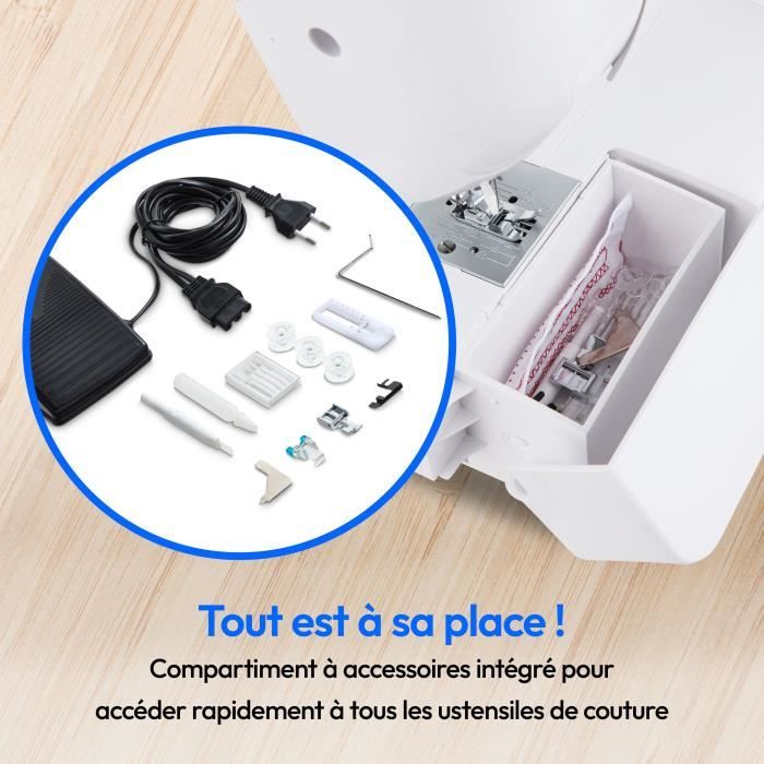 Machine a Coudre - MEDION - SM 60 - 62W - 24 Points + Points Doubles - 700 tr/min - LED - Blanc