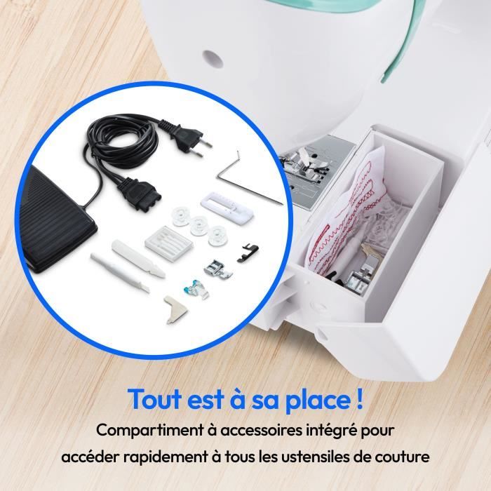 Machine ŕ Coudre - MEDION - SM 60 - 62W - 24 Points + Points Doubles - 700 tr/min - LED - Turquoise