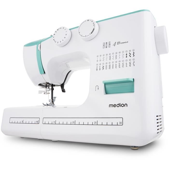 Machine ŕ Coudre - MEDION - SM 60 - 62W - 24 Points + Points Doubles - 700 tr/min - LED - Turquoise