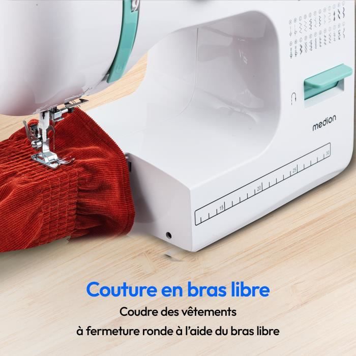 Machine ŕ Coudre - MEDION - SM 60 - 62W - 24 Points + Points Doubles - 700 tr/min - LED - Turquoise