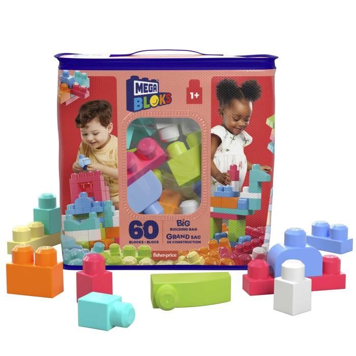 Mega Bloks - Medium Pink Bag 60 Bricks - Building Bricks - 12 months and up DCH54