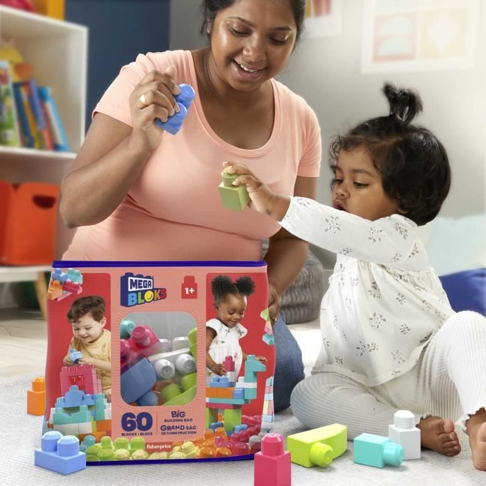 Mega Bloks - Sac Medium Rose 60 briques - Briques de construction  - 12 mois et + DCH54