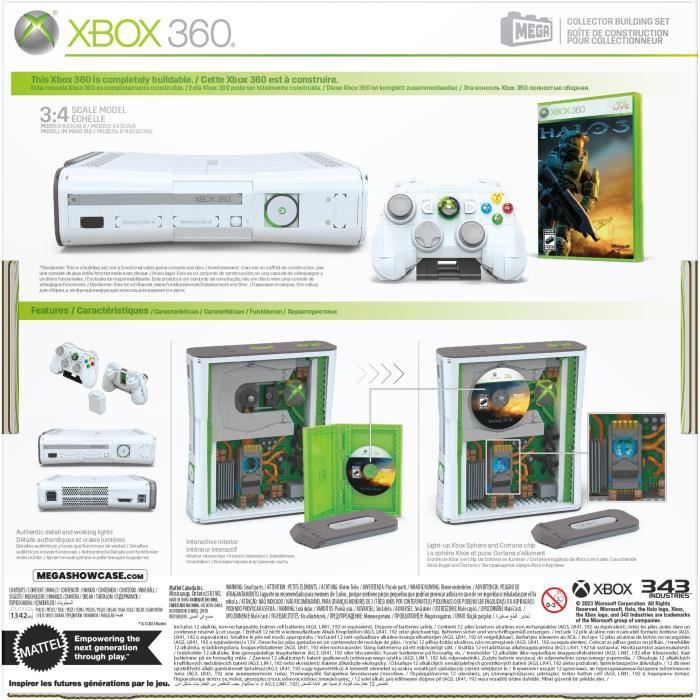 Coffret de Construction - MEGA - Réplique Xbox 360 - 1342 pieces - Manette avec LED - Pour Adultes
