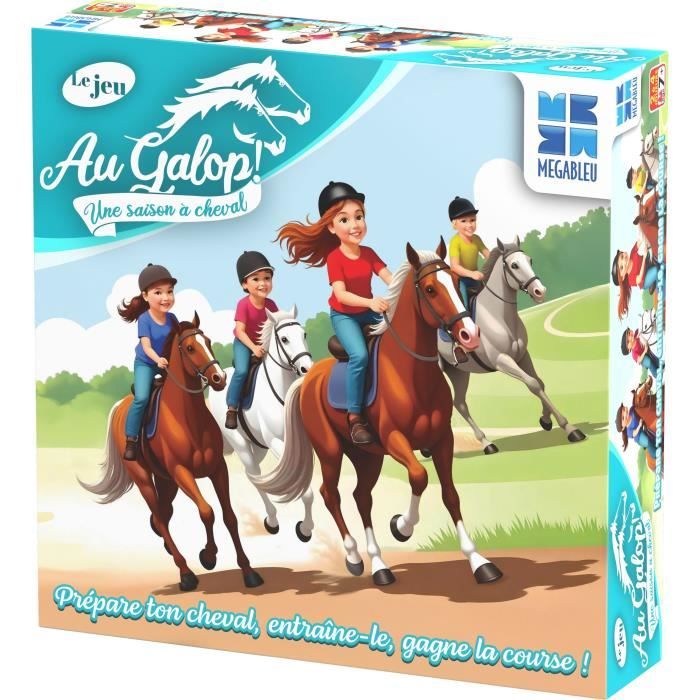 Au Galop - Jeu de plateau - MEGABLEU - Prépare ton cheval, entraîne-le, gagne la course !