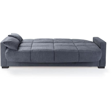 Canapé clic clac 3 places - Tissu gris - Matelas 17 cm - L223 x P96 x H 103 cm - MEGAN