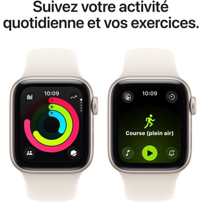 Apple Watch SE 3 GPS - 40mm - Boîtier Starlight Aluminium  - Bracelet Starlight Sport Band - M/L