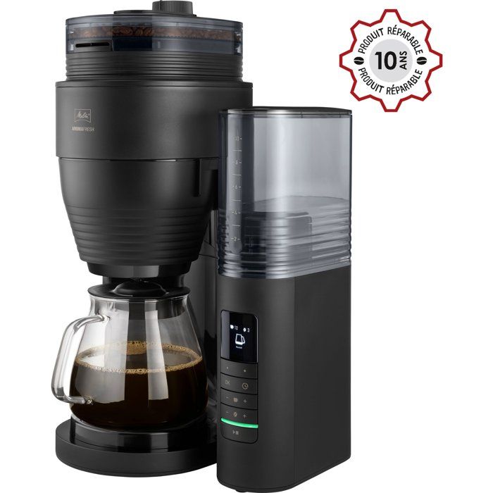 Cafetiere filtre avec moulin intégré - MELITTA - Aromafresh Glass Pro 1030-01 - 10 tasses - 1?130 W - Noir