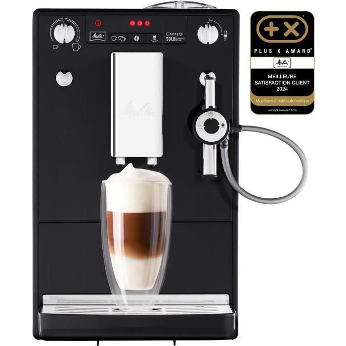 Machine a Café broyeur a Grain MELITTA Solo & Perfect Milk - Noir - Espresso - Auto Cappuccinatore - 15 bars