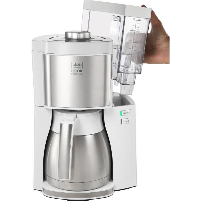 Cafetiere filtre MELITTA - Look V Therm Perfection 1025-15 Blanc/Acier Brossé - 10 tasses - AromaSelector