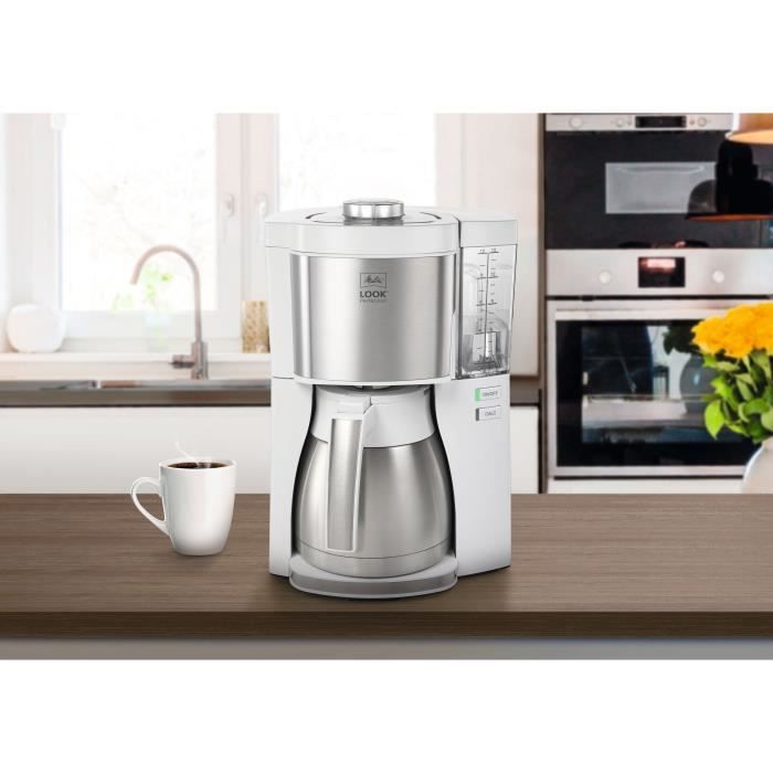 Cafetiere filtre MELITTA - Look V Therm Perfection 1025-15 Blanc/Acier Brossé - 10 tasses - AromaSelector