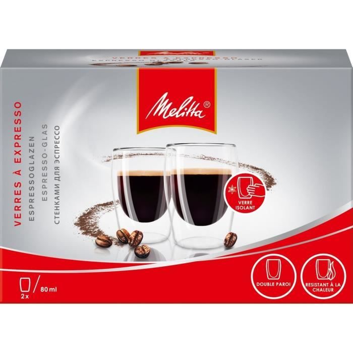 MELITTA Lot de 2 verres pour cafÈ Expresso 80 ml transparent
