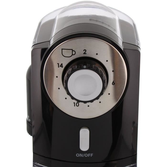 Moulin a café électrique Melitta Molino - Noir - 17 niveaux de finesse de mouture - 2 ans de garantie