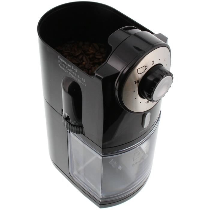 Moulin a café électrique Melitta Molino - Noir - 17 niveaux de finesse de mouture - 2 ans de garantie