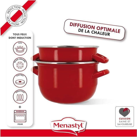 Marmite a moule - MENASTYL - 3645562 - En acier émaillé - Noir - 18 cm - 2,7 litres - Tous feux dont induction