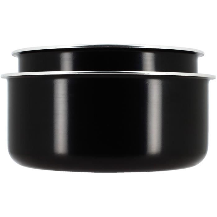 Batterie de cuisine - Induction - MENASTYL - 6020437 - Aluminium antiadhésif - 5 pieces - Poignée amovible - Noir