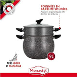 Couscoussier - MENASTYL - 6020033 - En aluminium effet marbre - 9 litres - Tous feux dont induction
